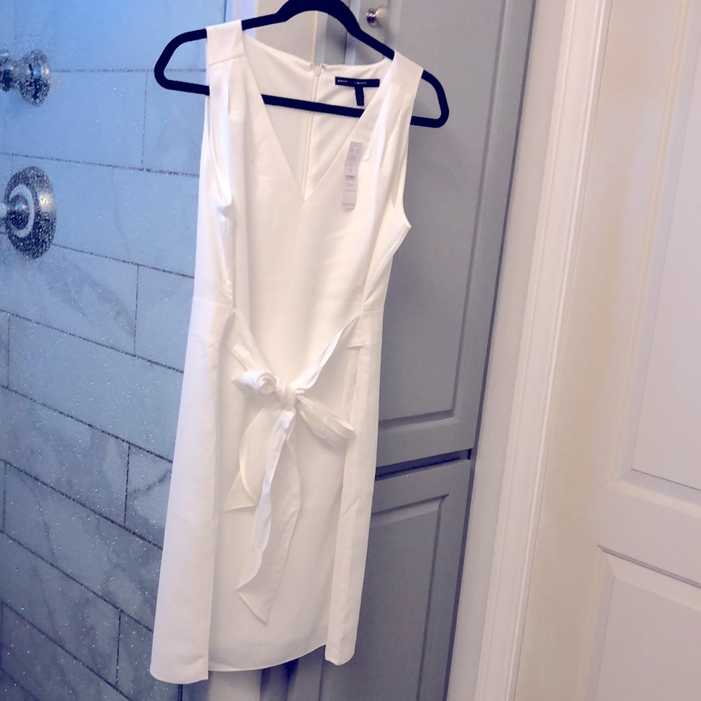 WHBM: White v-neck shell dress with liner